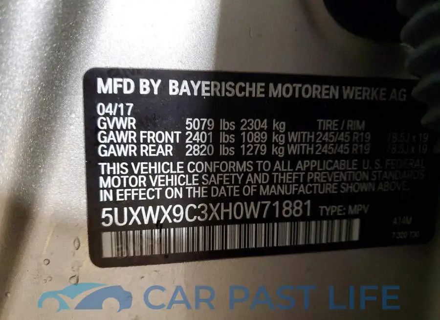 5UXWX9C3XH0W71881# 13