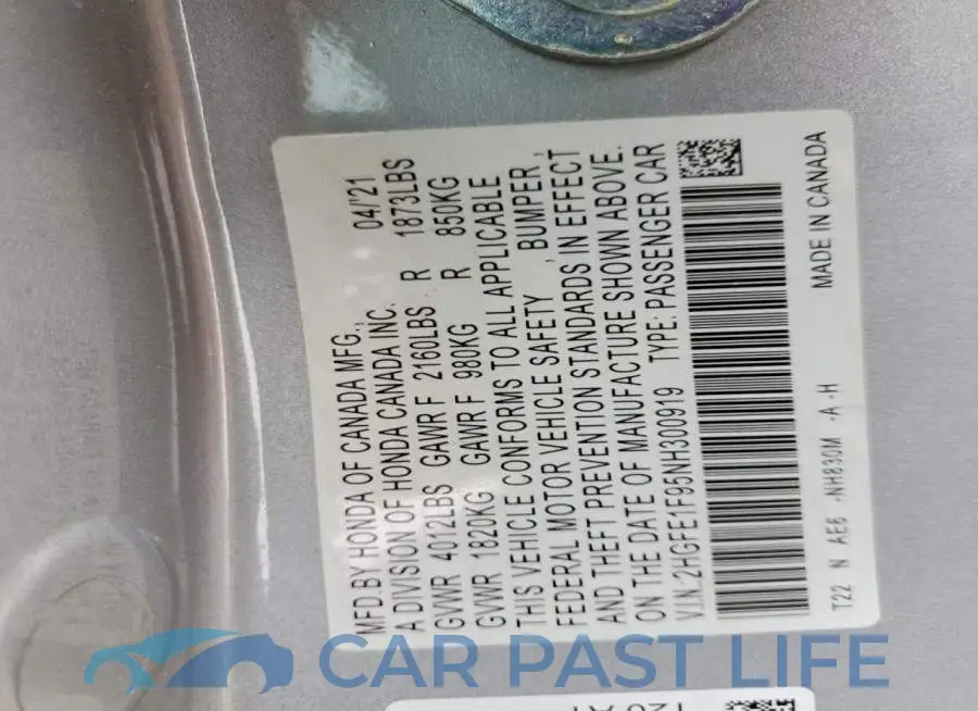 2HGFE1F95NH300919# 12