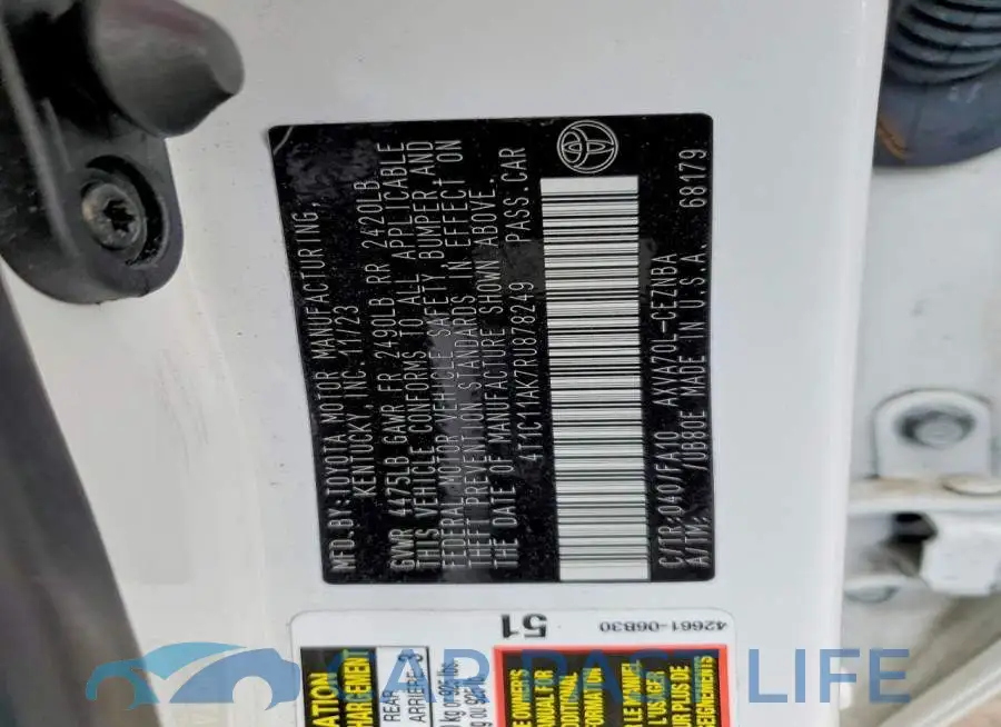 4T1C11AK7RU878249# 13