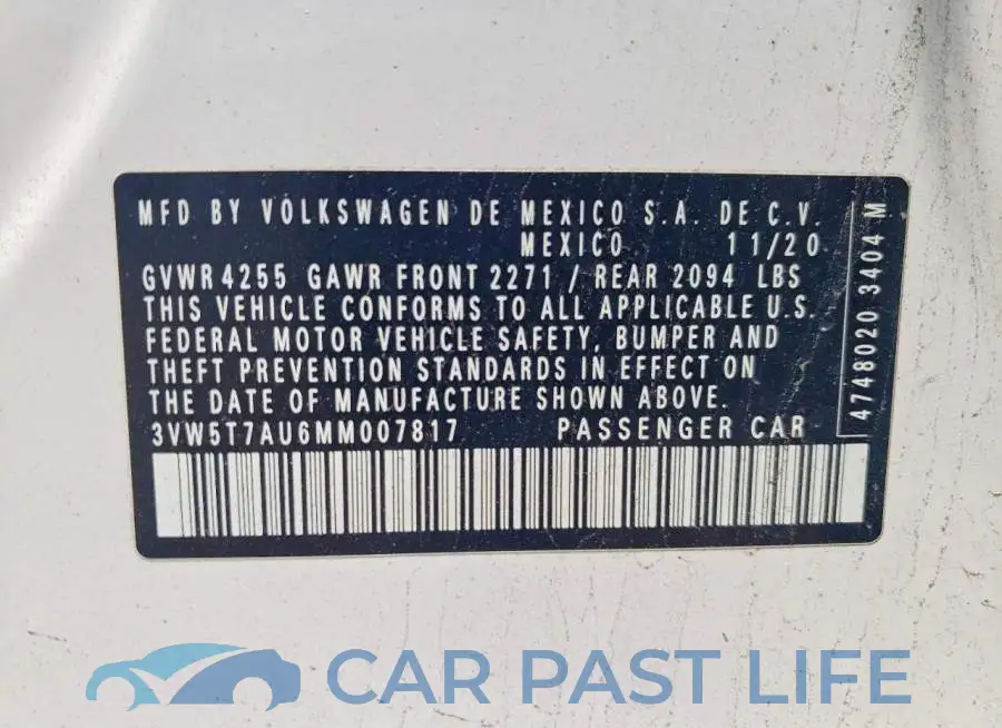 3VW5T7AU6MM007817# 13