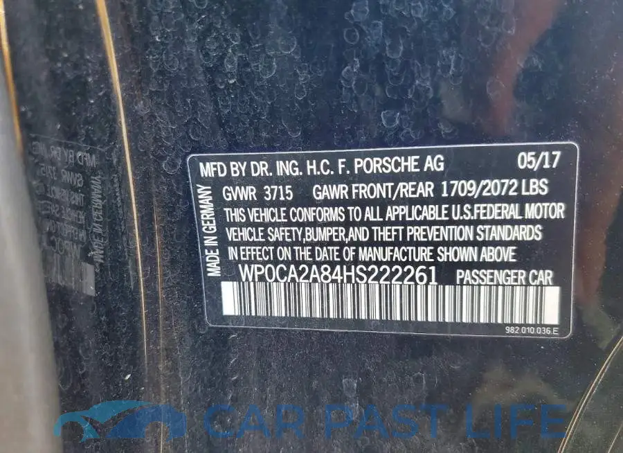 WP0CA2A84HS222261# 12