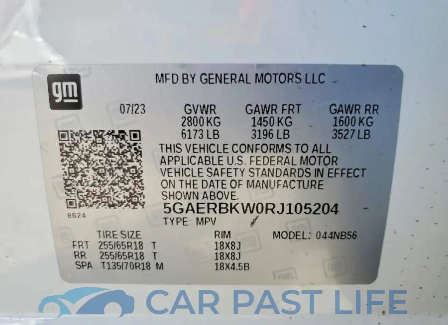 5GAERBKW0RJ105204# 13