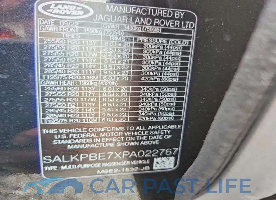 SALKPBE7XPA022767# 13