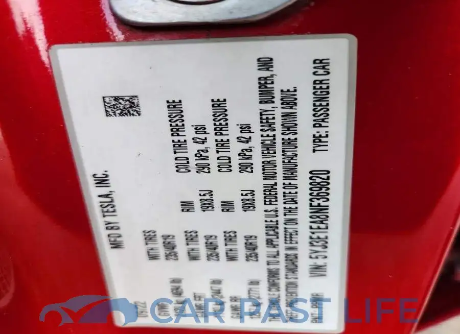 5YJ3E1EA8NF369820# 13
