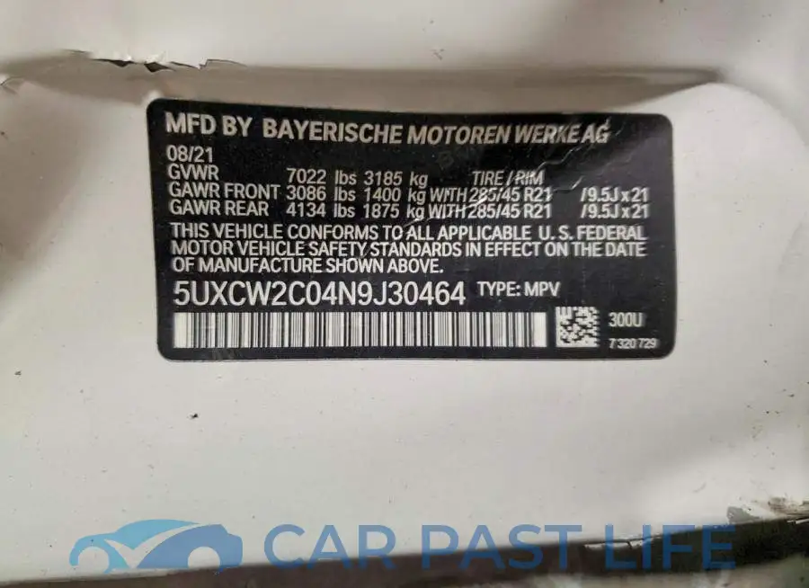 5UXCW2C04N9J30464# 13