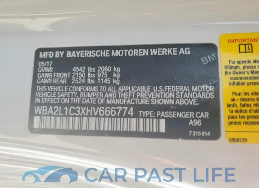 WBA2L1C3XHV666774# 12