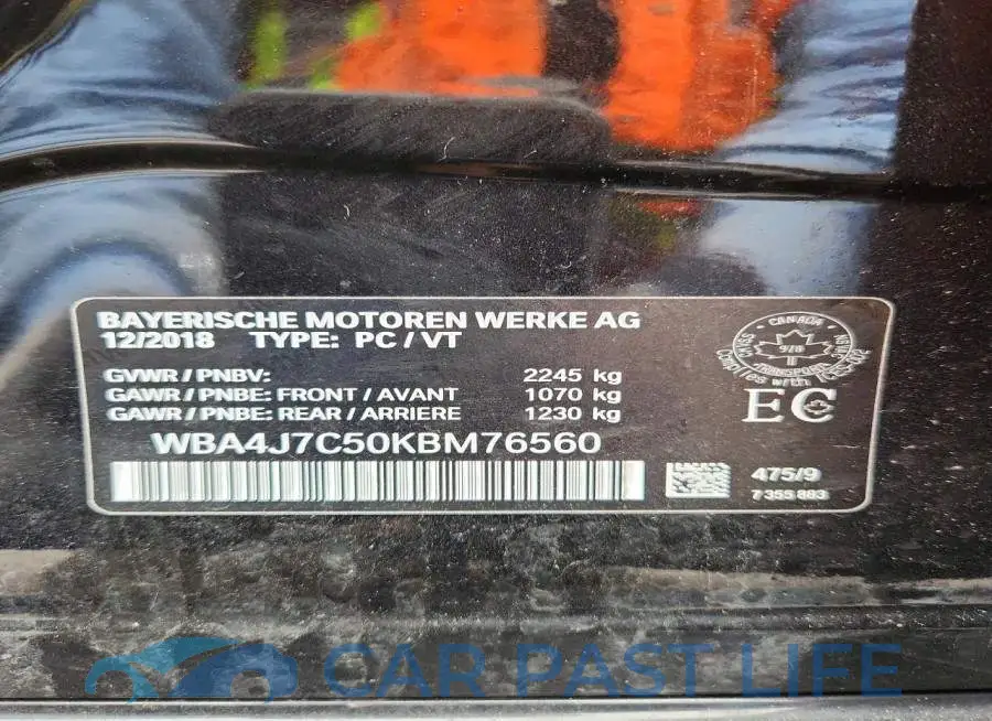 WBA4J7C50KBM76560# 12