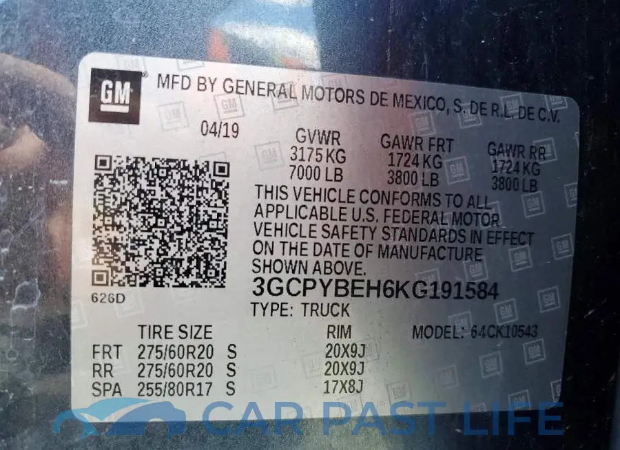 3GCPYBEH6KG191584# 12