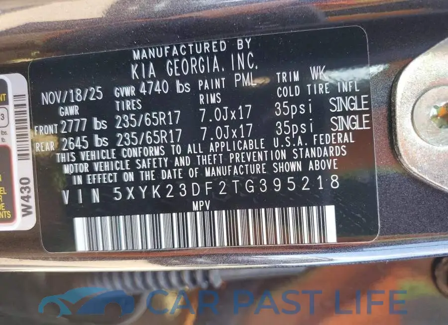 5XYK23DF2TG395218# 13