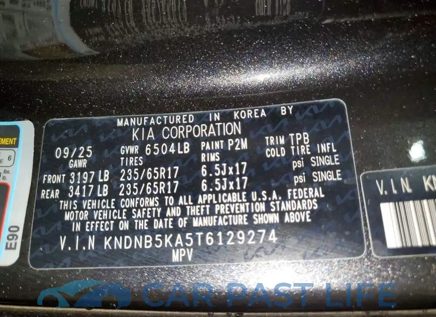 KNDNB5KA5T6129274# 13