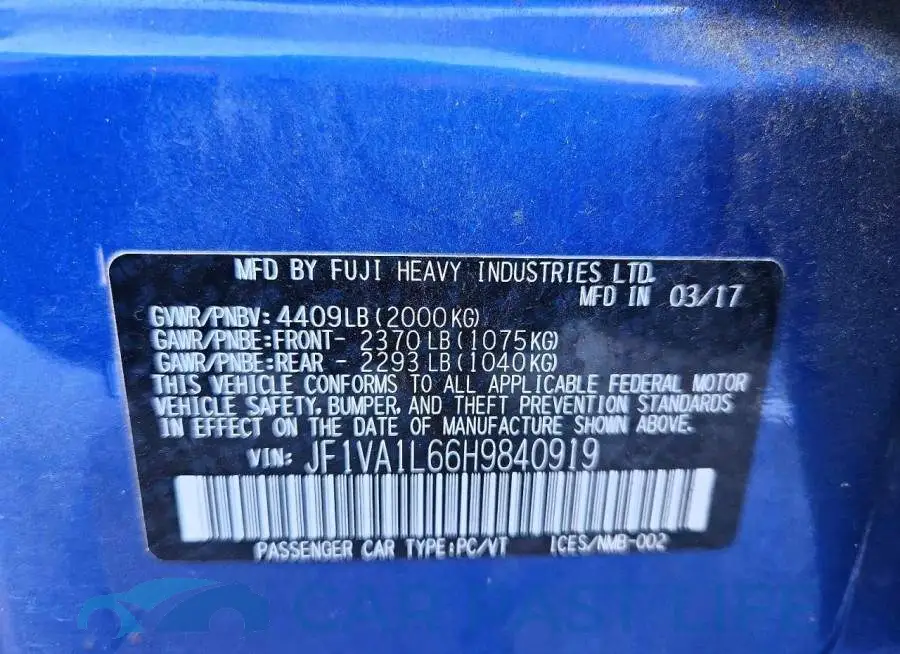 JF1VA1L66H9840919# 12