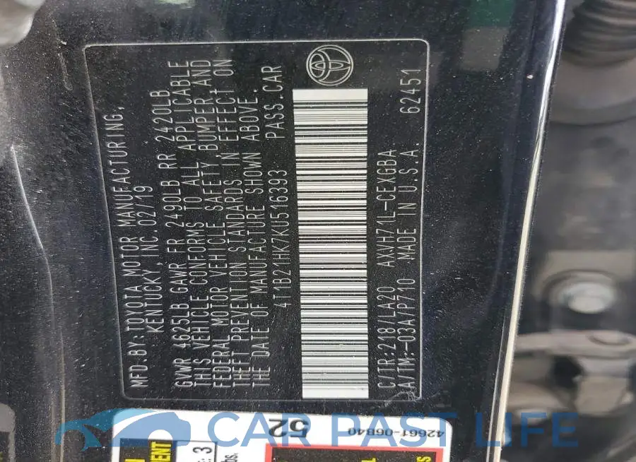 4T1B21HK7KU516393# 12