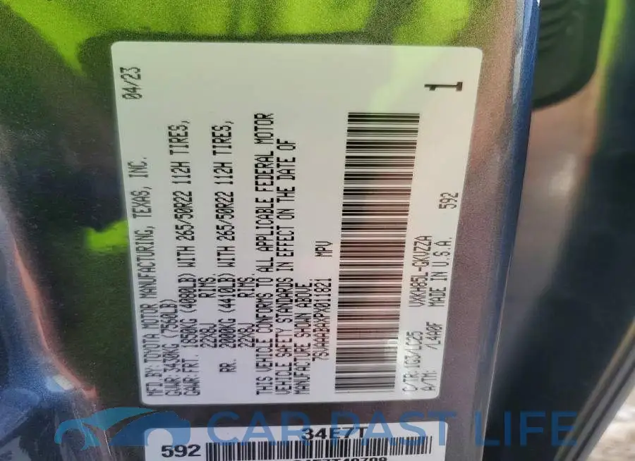 7SVAAABAXPX011821# 13