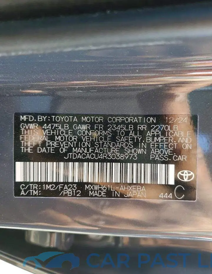 JTDACACU4R3038973# 13