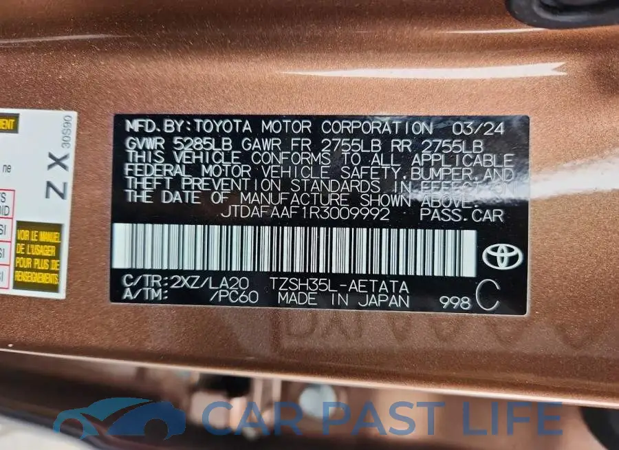 JTDAFAAF1R3009992# 12
