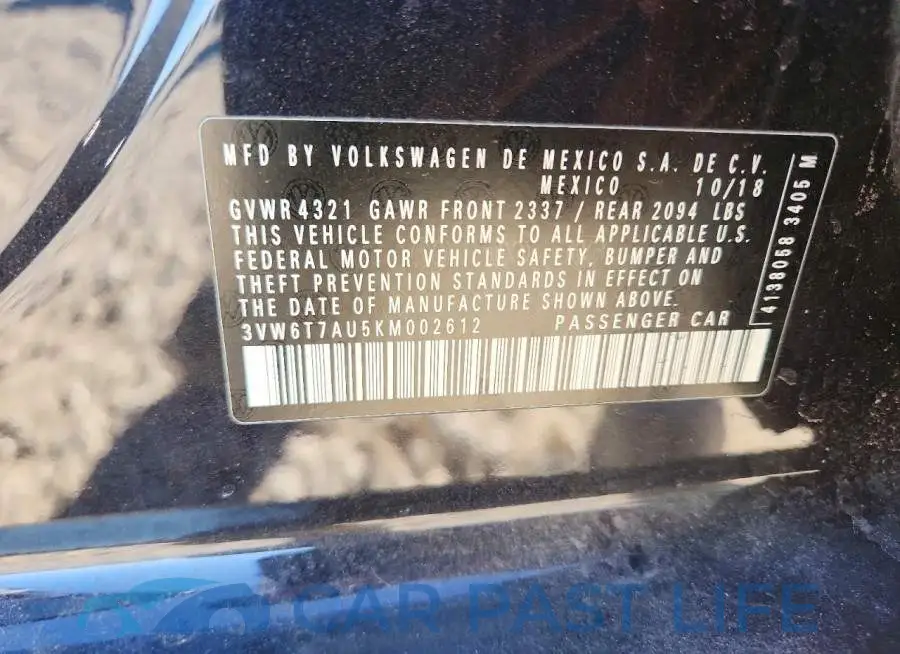 3VW6T7AU5KM002612# 12