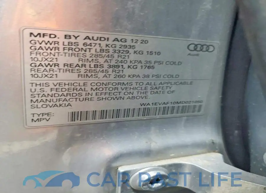 WA1EVAF10MD021050# 13