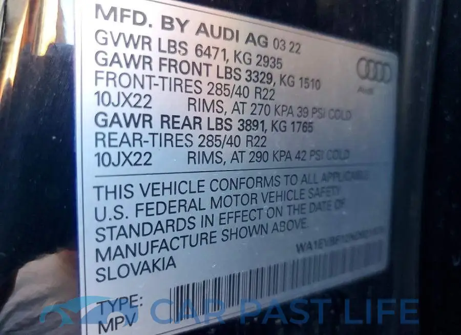 WA1EVBF12ND021879# 12