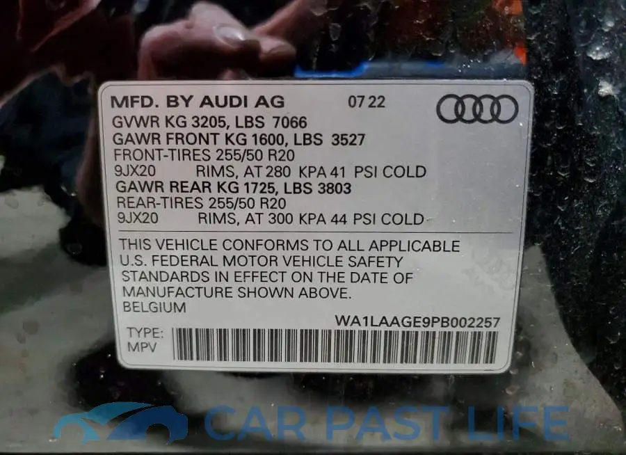 WA1LAAGE9PB002257# 14