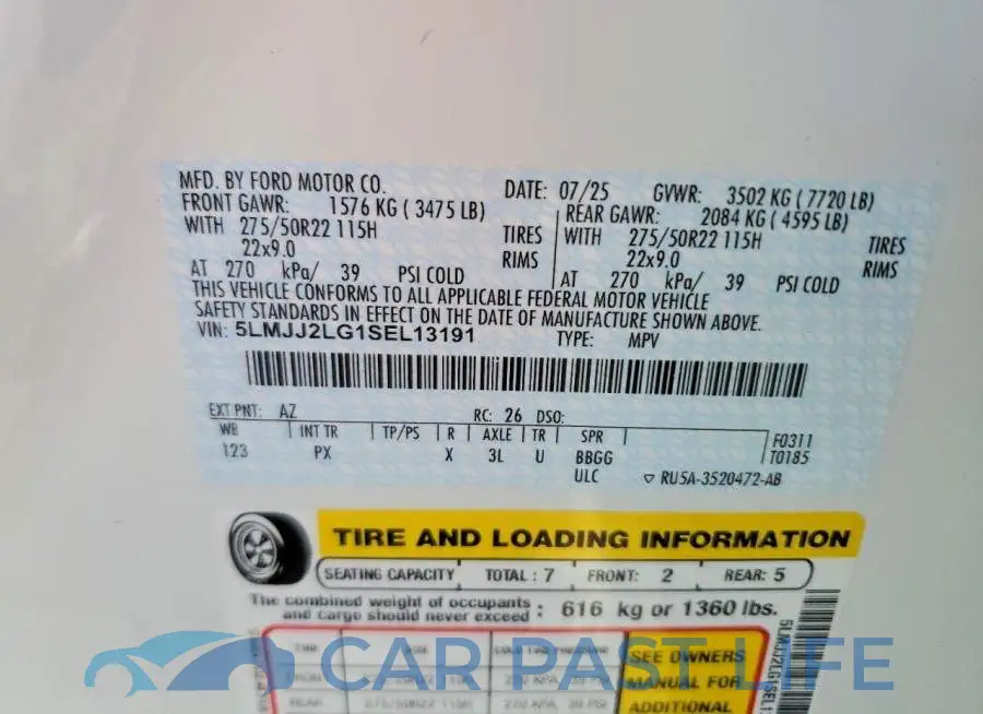 5LMJJ2LG1SEL13191# 13