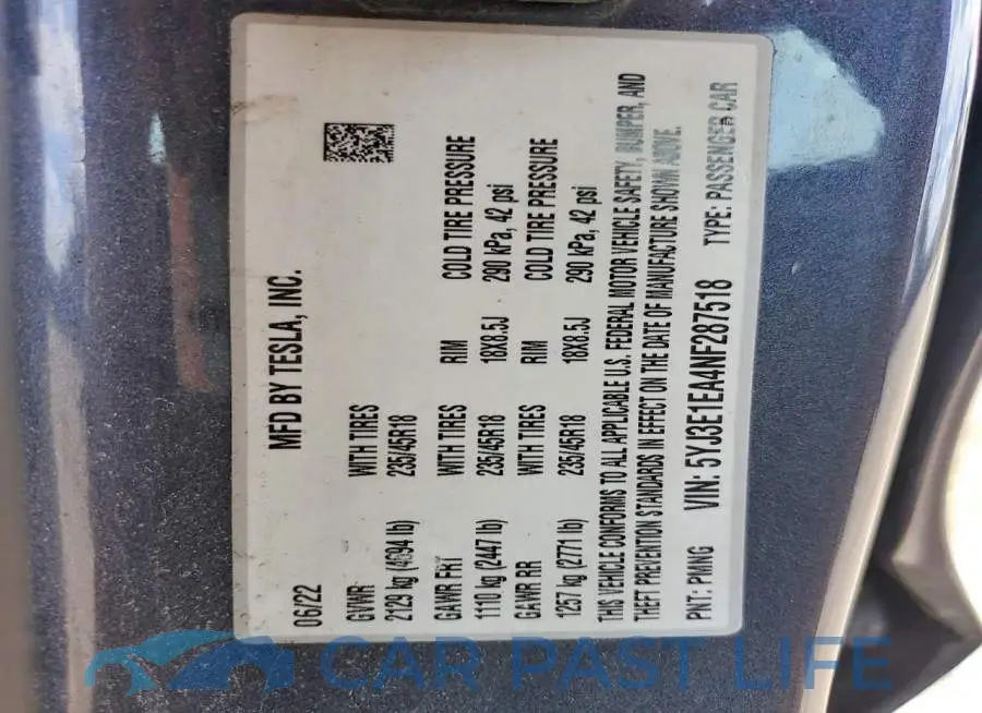 5YJ3E1EA4NF287518# 12