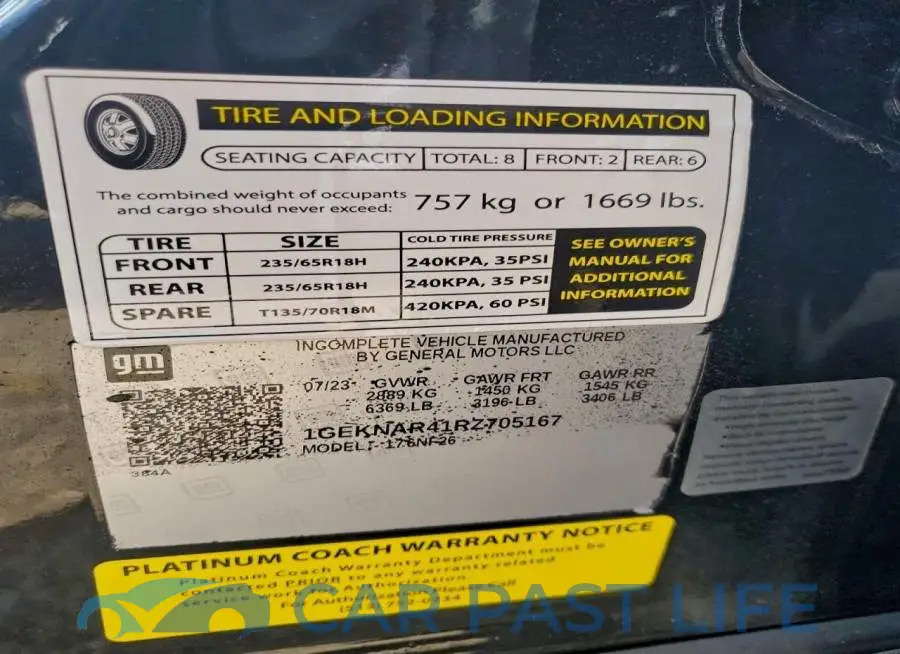 1GEKNAR41RZ705167# 12