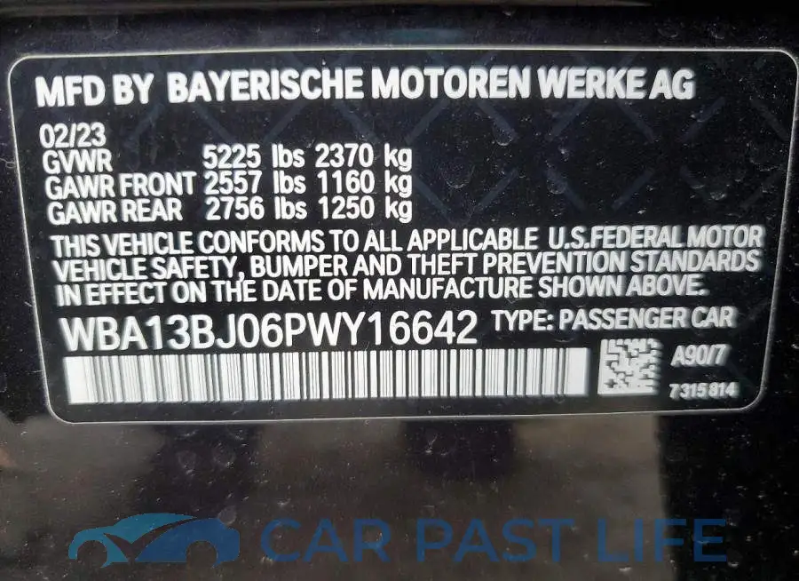 WBA13BJ06PWY16642# 12