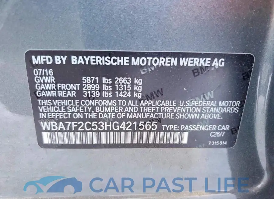 WBA7F2C53HG421565# 12