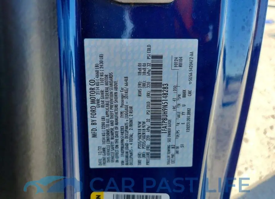 1FATP8UH9N5148283# 12