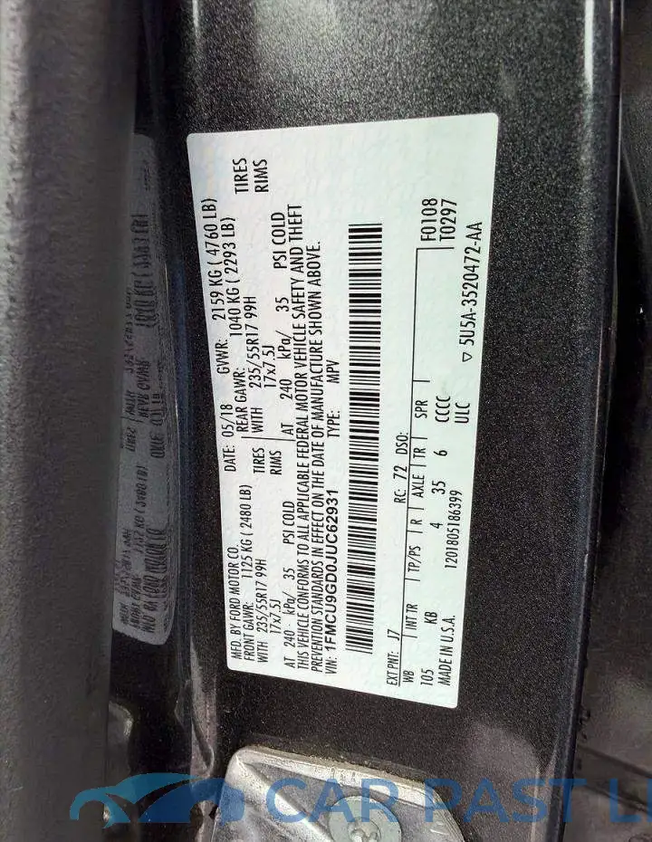 1FMCU9GD0JUC62931# 10