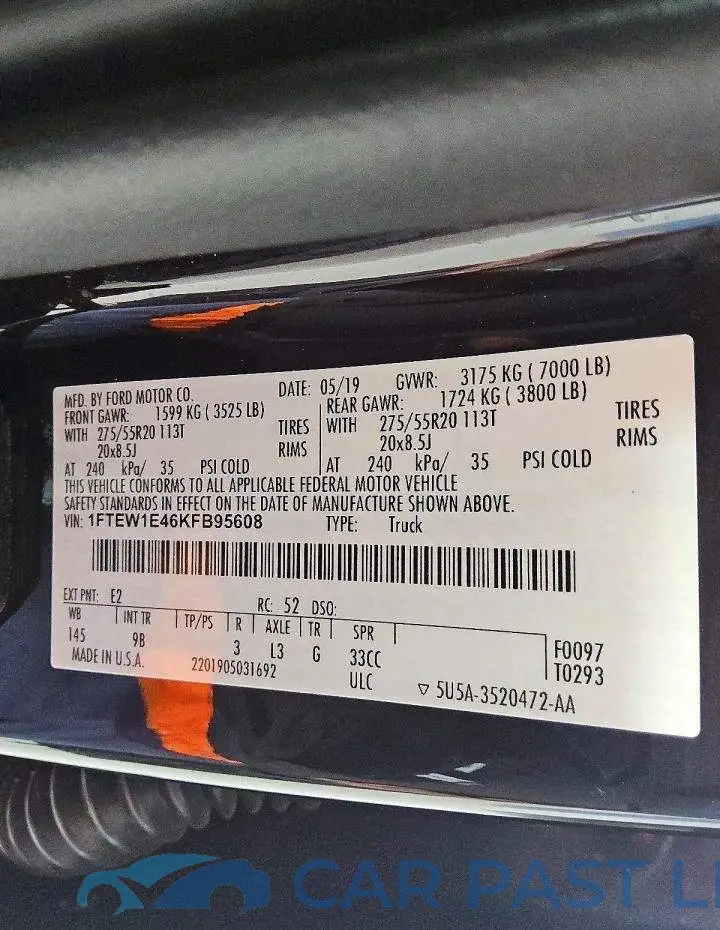 1FTEW1E46KFB95608# 12