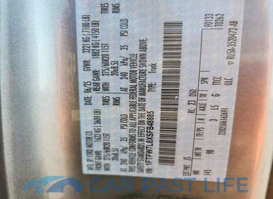 1FTFW7L8XSFB48885# 12