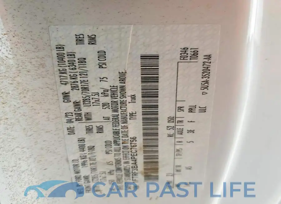 1FTRF3BA4PEC76756# 12