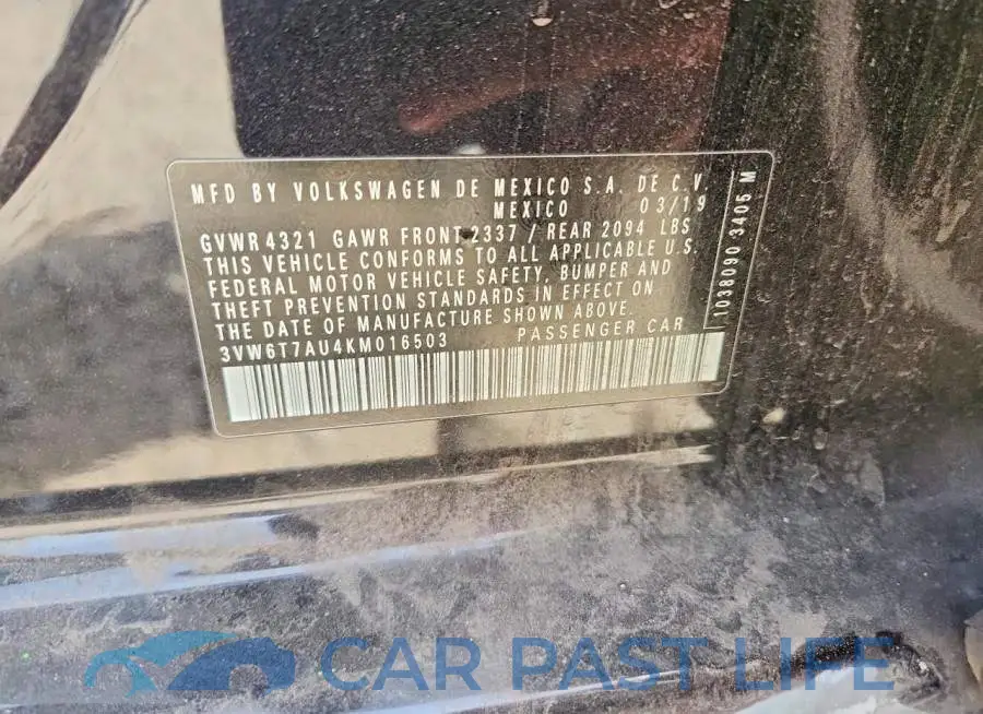 3VW6T7AU4KM016503# 12