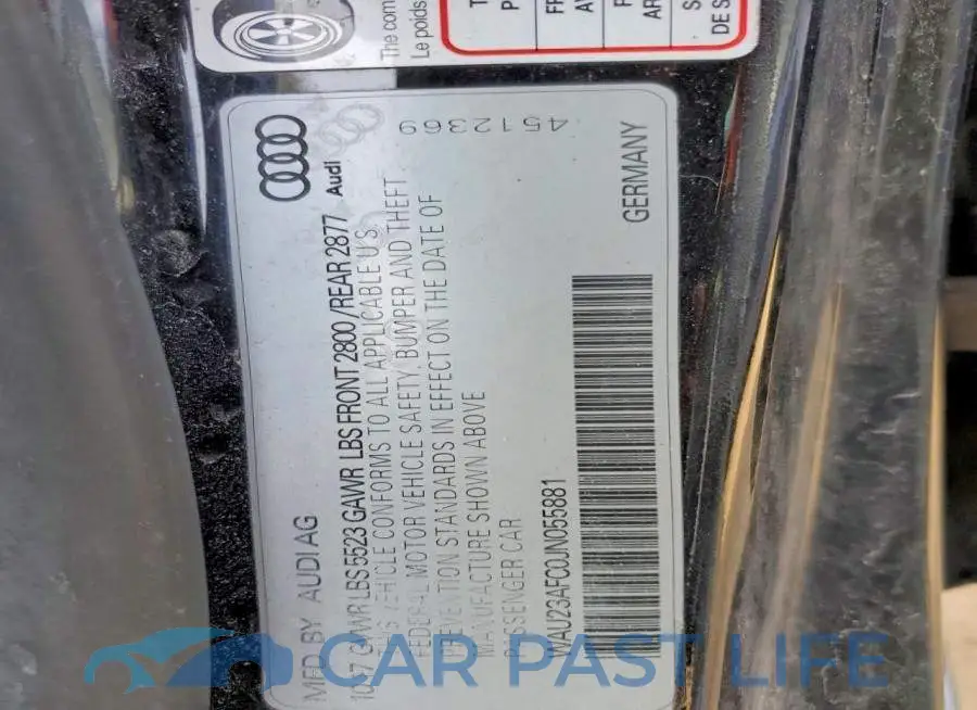 WAU23AFC0JN055881# 12