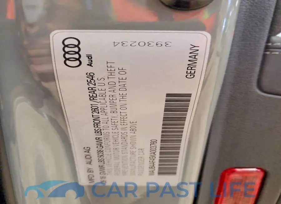 WAUB4AF45KA003760# 12