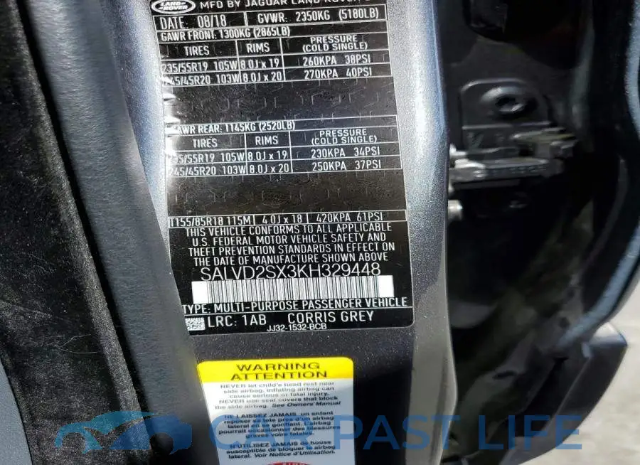 SALVD2SX3KH329448# 12