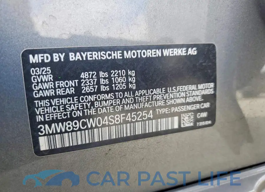 3MW89CW04S8F45254# 12