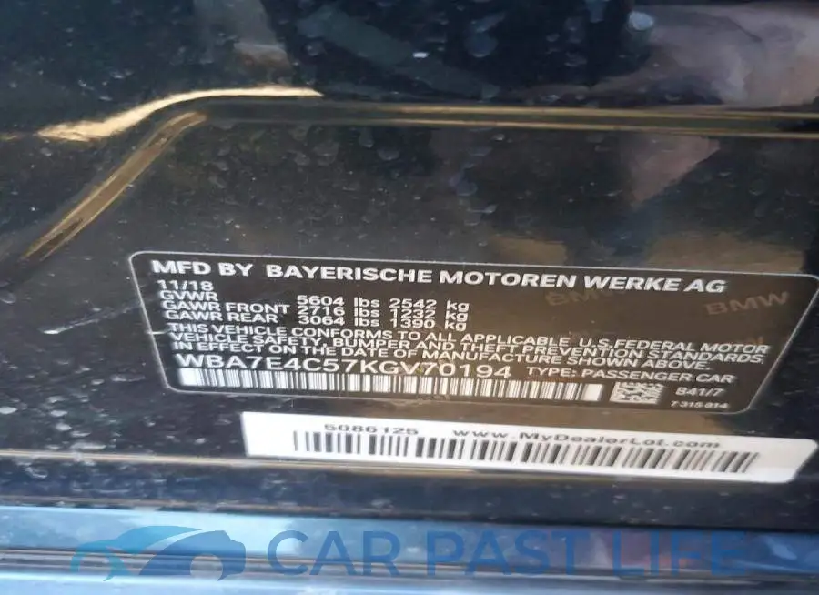 WBA7E4C57KGV70194# 12