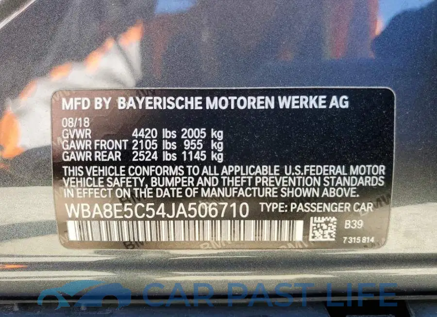 WBA8E5C54JA506710# 13