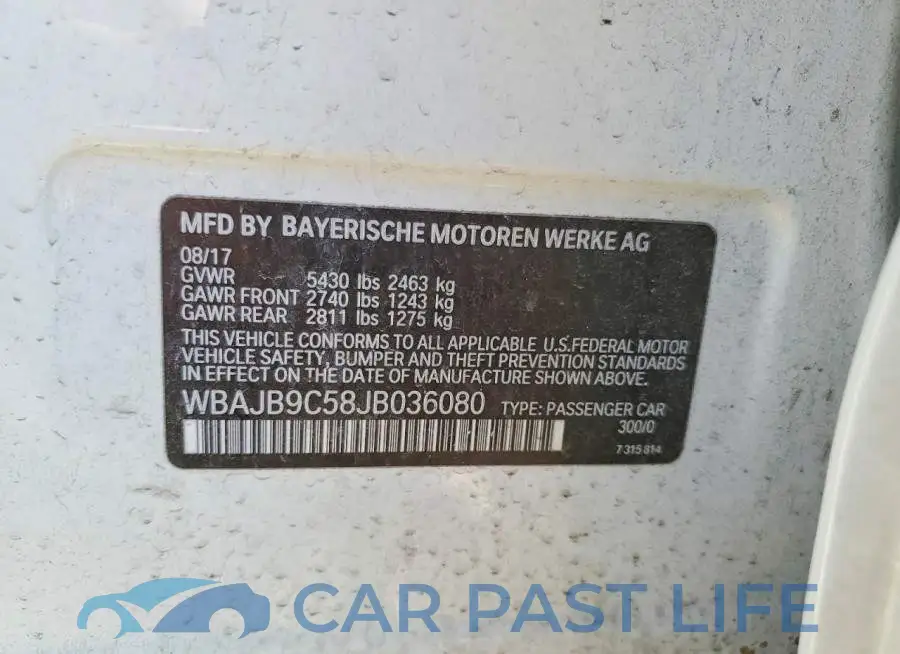 WBAJB9C58JB036080# 12