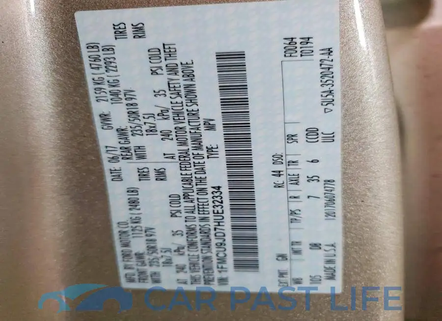 1FMCU9JD7HUE32334# 13