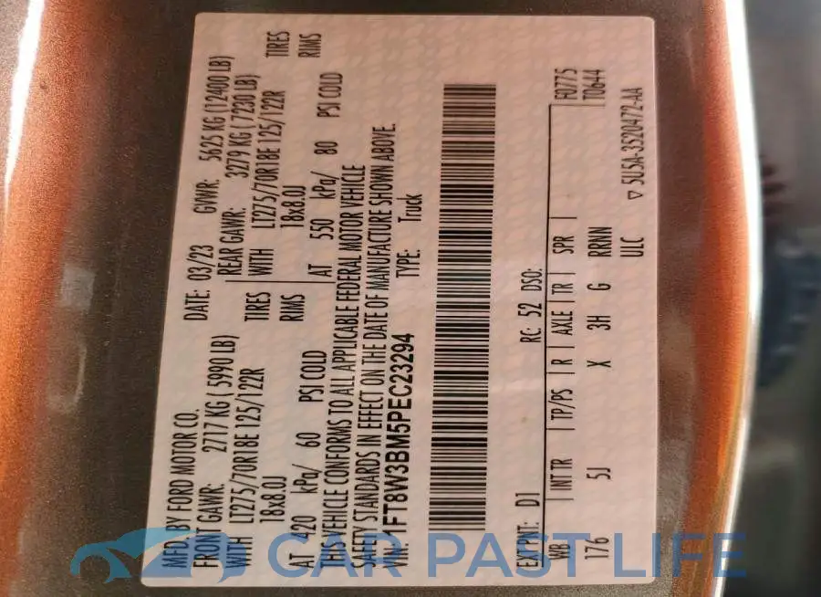 1FT8W3BM5PEC23294# 13