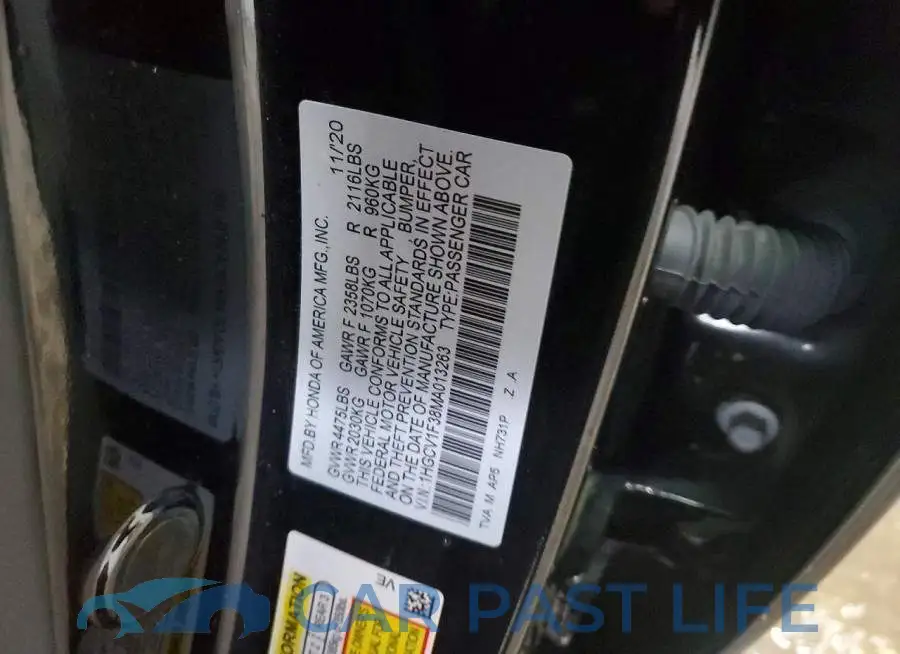 1HGCV1F38MA013263# 12
