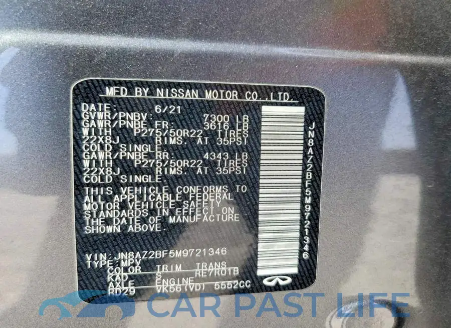 JN8AZ2BF5M9721346# 13