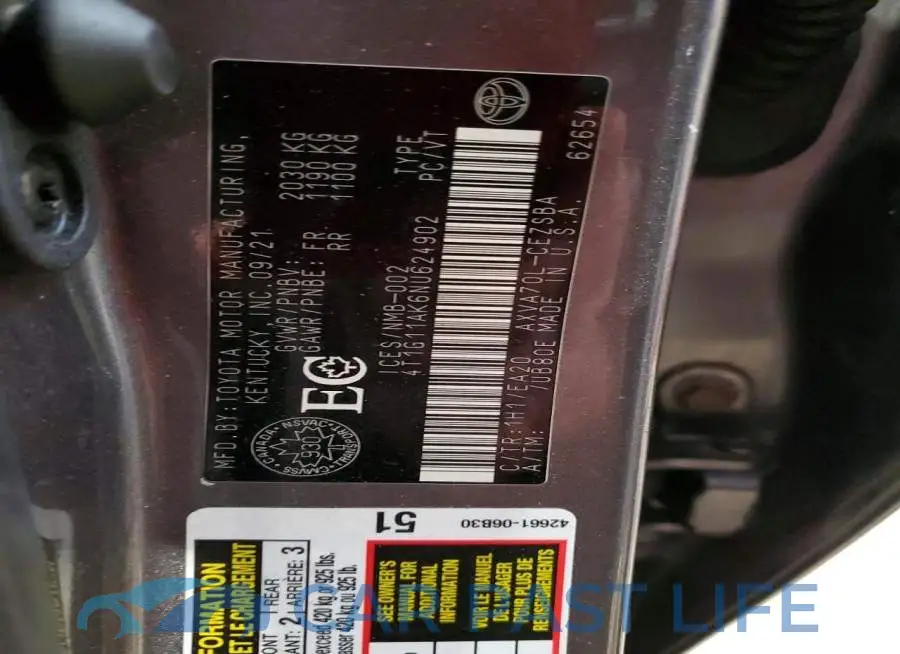 4T1G11AK6NU624902# 12