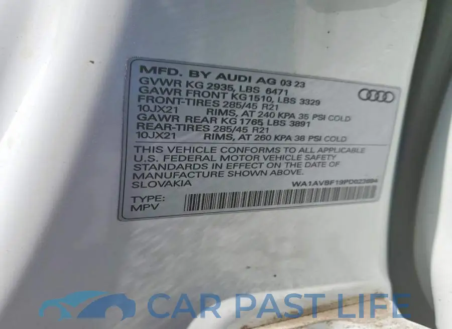 WA1AVBF19PD023694# 13
