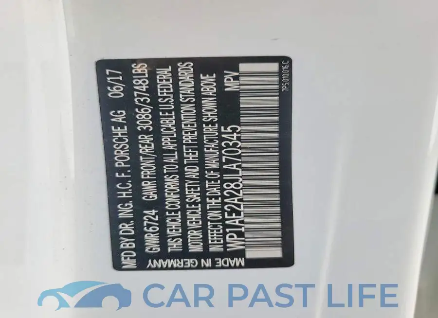 WP1AE2A28JLA70345# 13