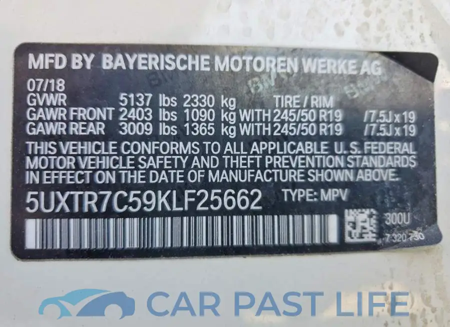 5UXTR7C59KLF25662# 13