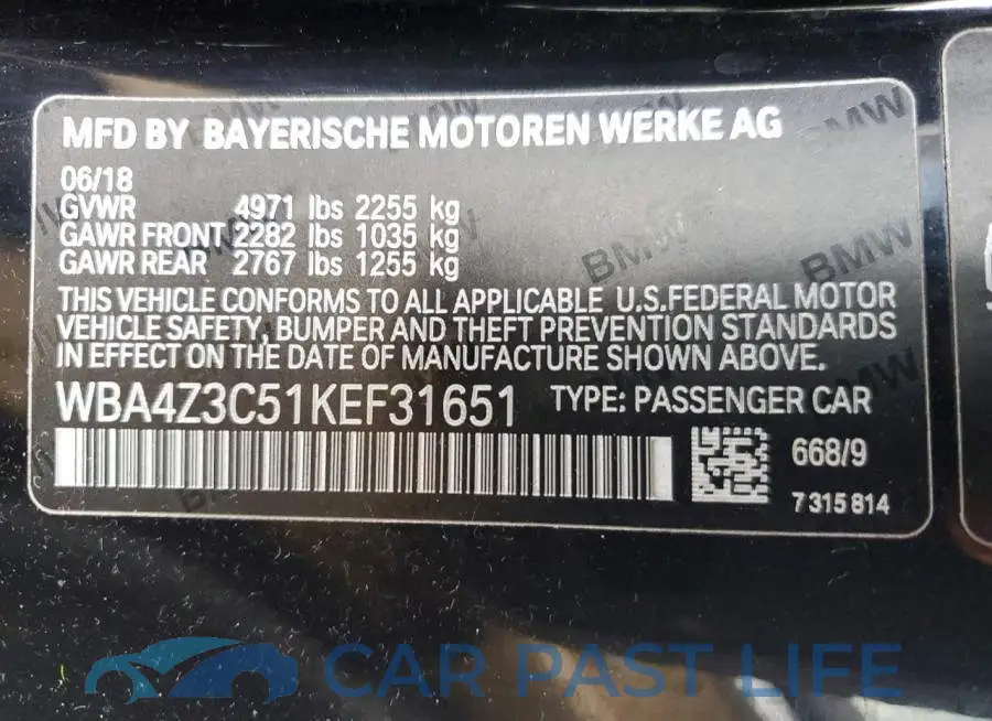 WBA4Z3C51KEF31651# 12